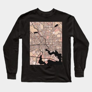 Baltimore Map Pattern in Soft Pink Pastels Long Sleeve T-Shirt